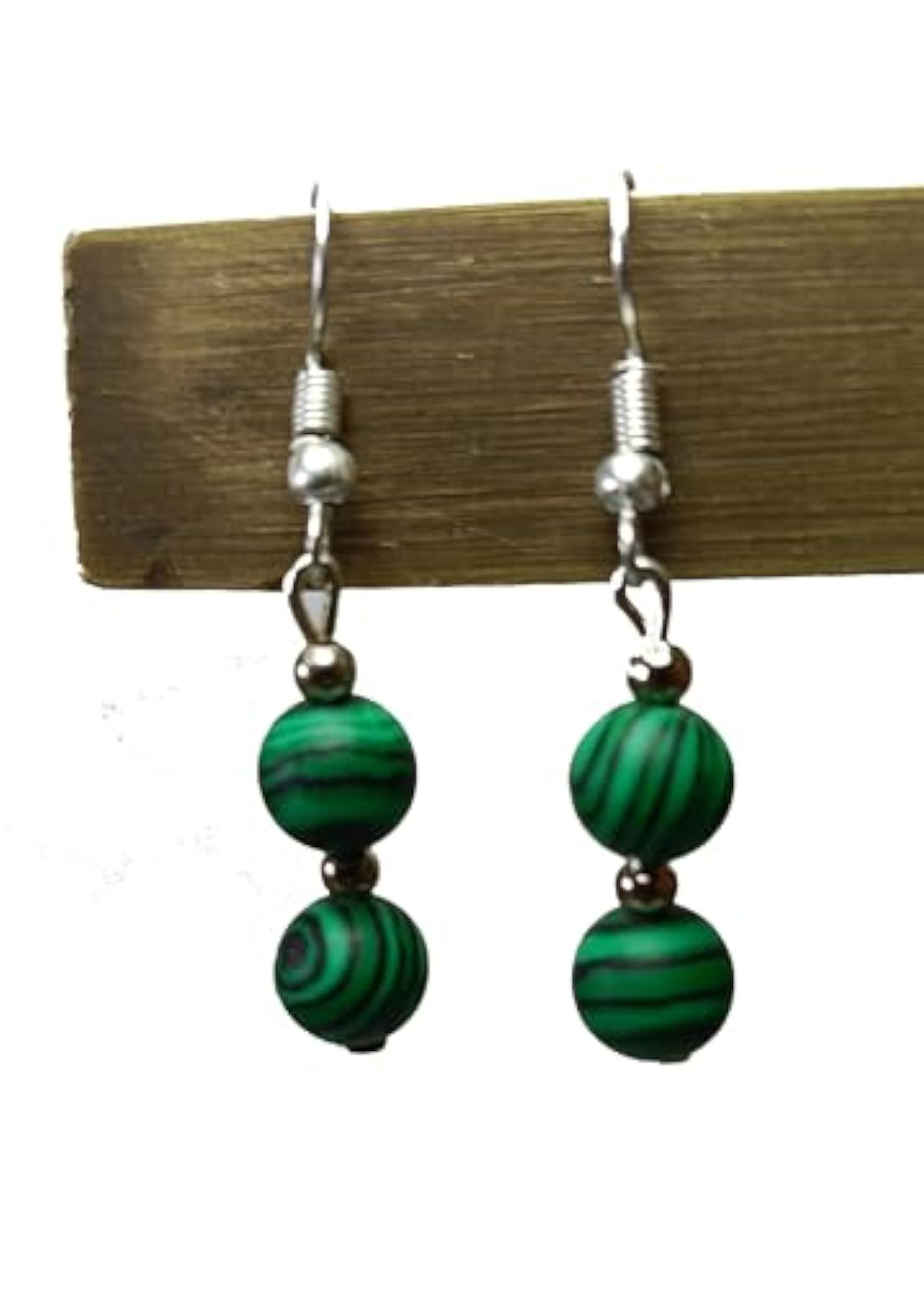 Malachite Obsidian Round Bead Earrings Set, Healing Crystals